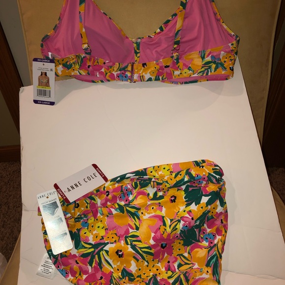Anne Cole swim suit 2 pc sunshine floral XXL bathing suit top and XL Bottoms NWT - Picture 8 of 15